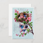 ヴィンテージイースターイラストレーションインブルー 招待状 (正面/裏面)