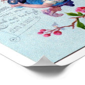 ヴィンテージイースターイラストレーションイン青 ポスター (角)