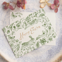 ヴィンテージイースターウォーターカラーフラットホリデーカード