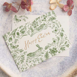 ヴィンテージイースターウォーターカラーフラットホリデーカード シーズンポストカード