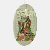 ヴィンテージイースターウサギとエッグスホリデー セラミックオーナメント (右)