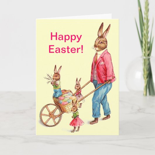 ヴィンテージイースターウサギと卵カート内の家族， ZSSG シーズンカード (正面)