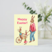 ヴィンテージイースターウサギと卵カート内の家族, ZSSG シーズンポストカード (スタンド正面)