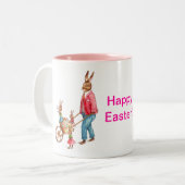 ヴィンテージイースターウサギと卵カート内の家族, ZSSG ツートーンマグカップ (正面左)