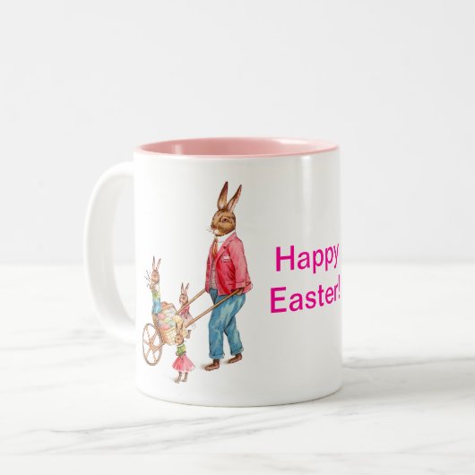 ヴィンテージイースターウサギと卵カート内の家族, ZSSG ツートーンマグカップ (正面左)