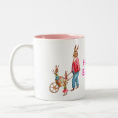 ヴィンテージイースターウサギと卵カート内の家族, ZSSG ツートーンマグカップ (左)