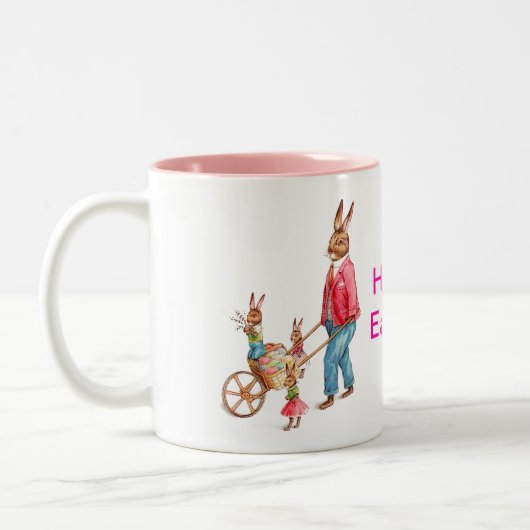 ヴィンテージイースターウサギと卵カート内の家族, ZSSG ツートーンマグカップ (左)