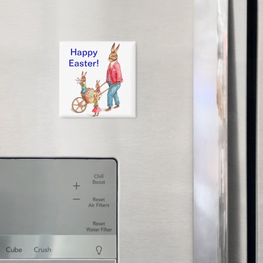 ヴィンテージイースターウサギと卵カート内の家族， ZSSG マグネット (インサイチュ (冷蔵庫))