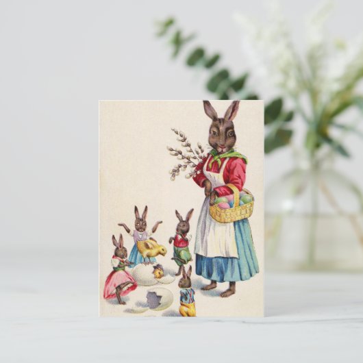 ヴィンテージイースターウサギ ポストカード (スタンド正面)