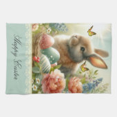 ヴィンテージイースターエッグとウサギのキッチンタオル キッチンタオル (横)