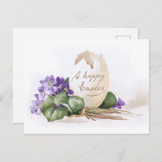 ヴィンテージイースターエッグとスミレ シーズンポストカード (正面/裏面)