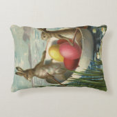 ヴィンテージイースターエッグとボートのイースターバニー アクセントクッション (正面)