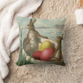 ヴィンテージイースターエッグとボートのイースターバニー クッション (ブランケット)