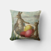 ヴィンテージイースターエッグとボートのイースターバニー クッション (正面)