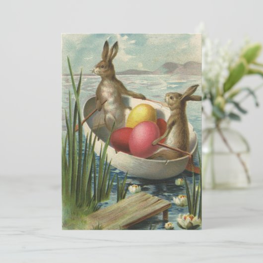 ヴィンテージイースターエッグとボートのイースターバニー シーズンカード (スタンド正面)