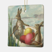 ヴィンテージイースターエッグとボートのイースターバニー セラミックオーナメント (左)