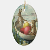 ヴィンテージイースターエッグとボートのイースターバニー セラミックオーナメント (左)