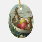 ヴィンテージイースターエッグとボートのイースターバニー セラミックオーナメント (裏面)