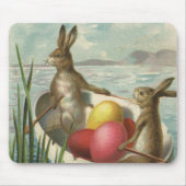 ヴィンテージイースターエッグとボートのイースターバニー マウスパッド (正面)