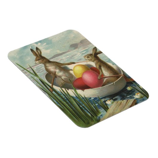 ヴィンテージイースターエッグとボートのイースターバニー マグネット (右側)