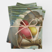 ヴィンテージイースターエッグとボートのイースターバニー ラッピングペーパーシート (インサイチュ)