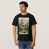 ヴィンテージイースターエッグとボートのイースターバニー Tシャツ (正面フル)