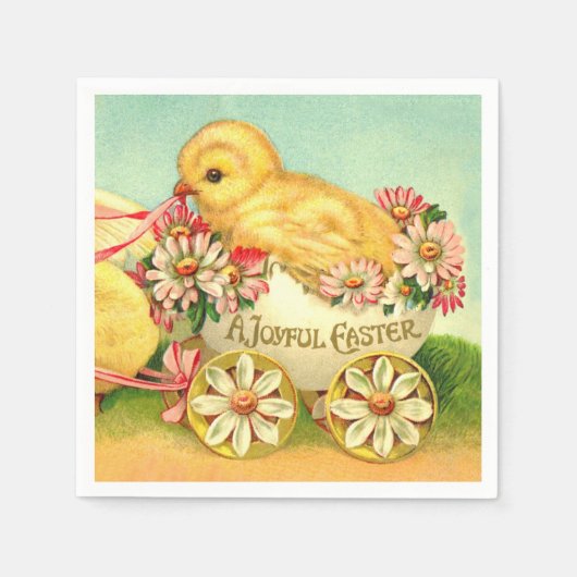 ヴィンテージイースターエッグシックフローラ花 スタンダードカクテルナプキン (正面)