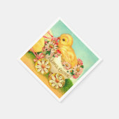 ヴィンテージイースターエッグシックフローラ花 スタンダードカクテルナプキン (角)