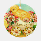ヴィンテージイースターエッグシックフローラ花 セラミックオーナメント (裏面)