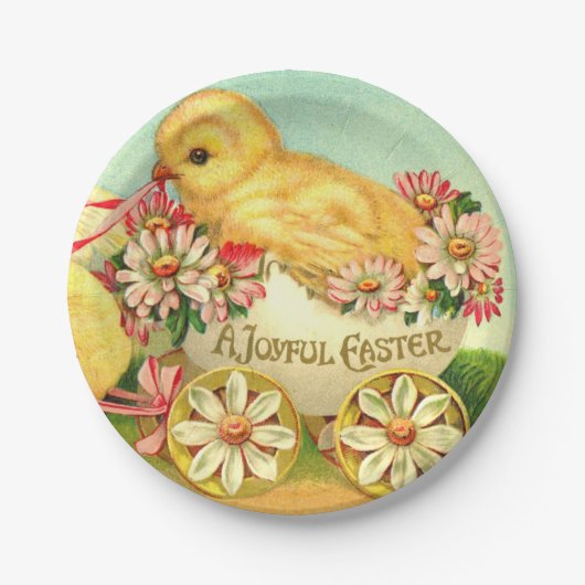 ヴィンテージイースターエッグシックフローラ花 ペーパープレート (正面)
