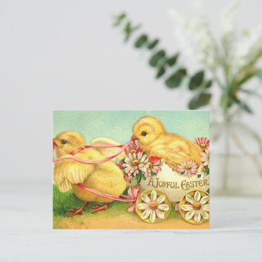 ヴィンテージイースターエッグシックフローラ花 ポストカード (スタンド正面)