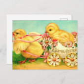ヴィンテージイースターエッグシックフローラ花 ポストカード (正面/裏面)