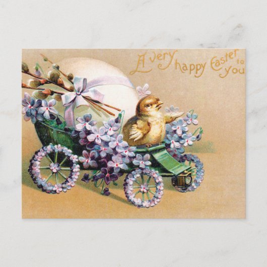 ヴィンテージイースターエッグシックフローラ花 ポストカード (正面)