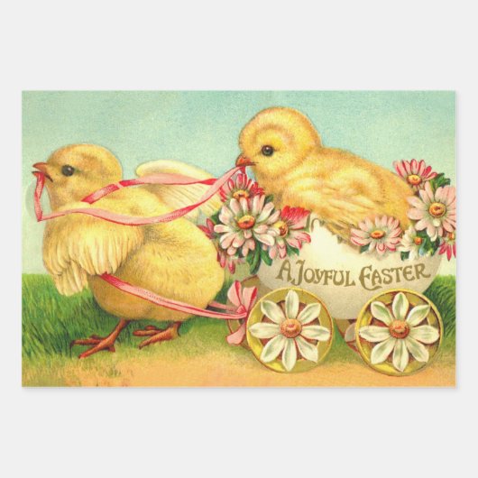 ヴィンテージイースターエッグシックフローラ花 ラッピングペーパーシート (正面)