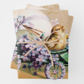 ヴィンテージイースターエッグシックフローラ花 ラッピングペーパーシート (インサイチュ)