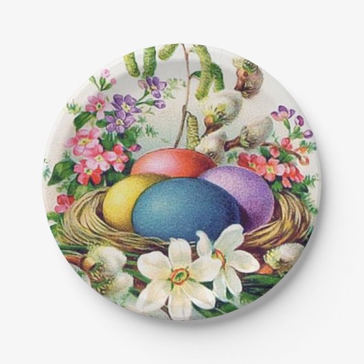 ヴィンテージイースターエッグスカートパーティープレート ペーパープレート (正面)