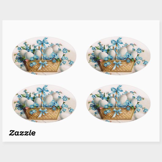 ヴィンテージイースターエッグステッカー 楕円形シール (シート)