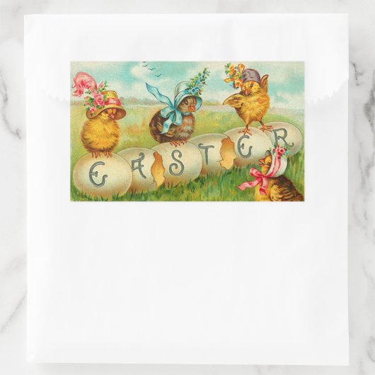 ヴィンテージイースターエッグチックス 長方形シール (バッグ)