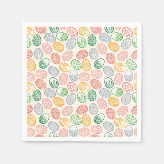ヴィンテージイースターエッグパターン | 紙ナプキン スタンダードカクテルナプキン (正面)