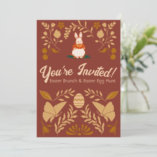 ヴィンテージイースターエッグブランチ&エッグ狩り招待状 招待状 (スタンド正面)