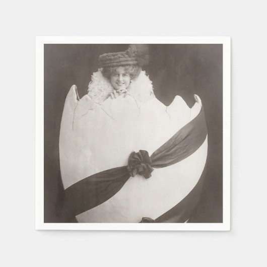 ヴィンテージイースターエッグレディ スタンダードカクテルナプキン (正面)