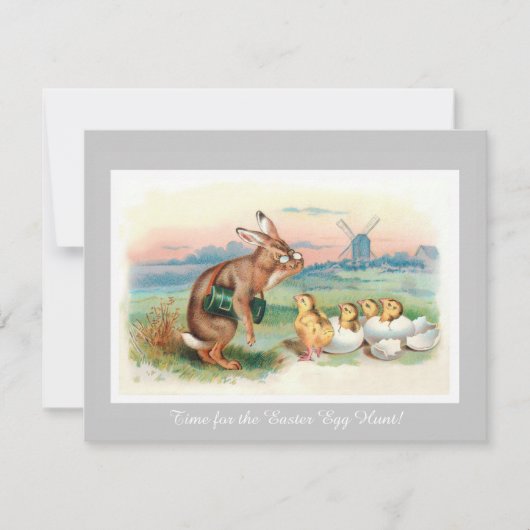 ヴィンテージイースターエッグ狩りパーティの招待状 招待状 (正面)