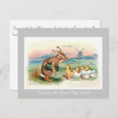 ヴィンテージイースターエッグ狩りパーティの招待状 招待状 (正面/裏面)