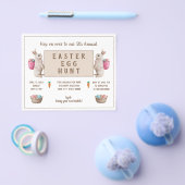 ヴィンテージイースターエッグ狩り水彩バニーバスケット チラシ (シングル)
