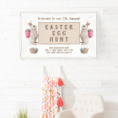 ヴィンテージイースターエッグ狩り水彩バニーバスケット 横断幕 (インサイチュ)