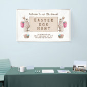 ヴィンテージイースターエッグ狩り水彩バニーバスケット 横断幕 (トレードショー)