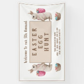 ヴィンテージイースターエッグ狩り水彩バニーバスケット 横断幕 (縦)