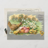 ヴィンテージイースターエッグ、ヘン&チックス ポストカード (正面/裏面)