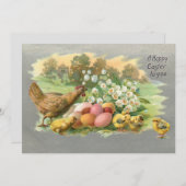 ヴィンテージイースターエッグ、ヘン&チックホリデーカード シーズンカード (正面/裏面)