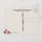 ヴィンテージイースターエッグ、巣&ピンクポリアンサス ポストカード (裏面)